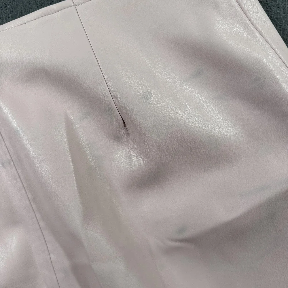 L'AGENCE Skirt Womens 4 Pink Vegan Leather Button Front Pockets Lined Mini - Picture 12 of 12